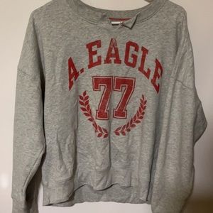 American Eagle grey and red crewneck hoodie